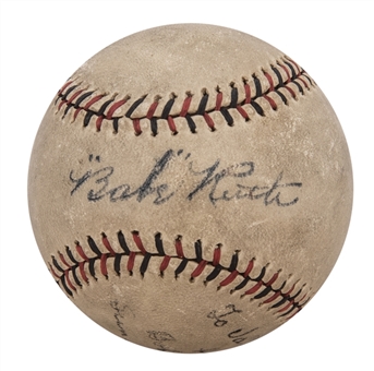 Babe Ruth and Bob Meusel Dual Signed American League Baseball (JSA)